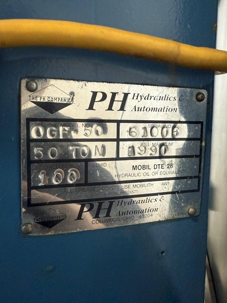 50-TON PH OGF-50 HYDRAULIC C-FRAME PRESS. STOCK #1112325