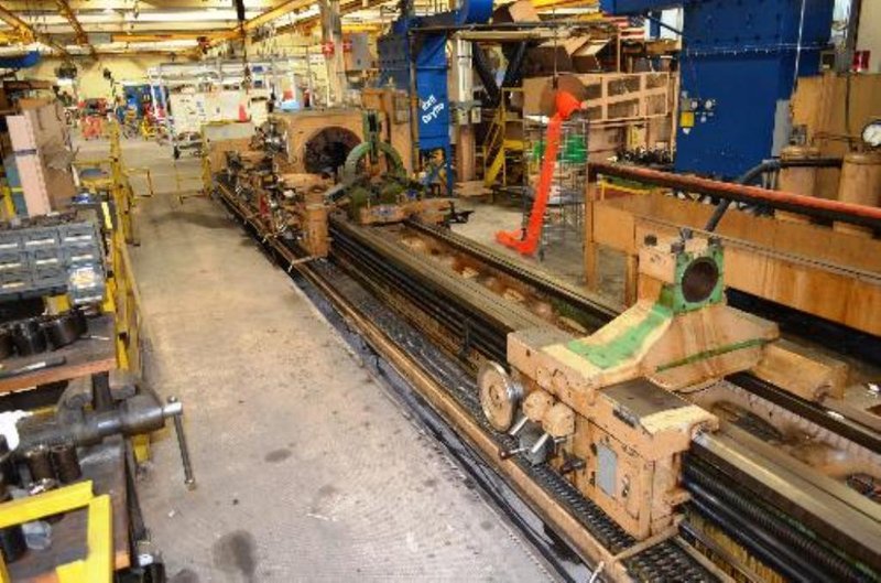 32.5" X 22'/10' LODGE &amp; SHIPLEY HOLLOW SPINDLE DUAL BED LATHE: STOCK #61320