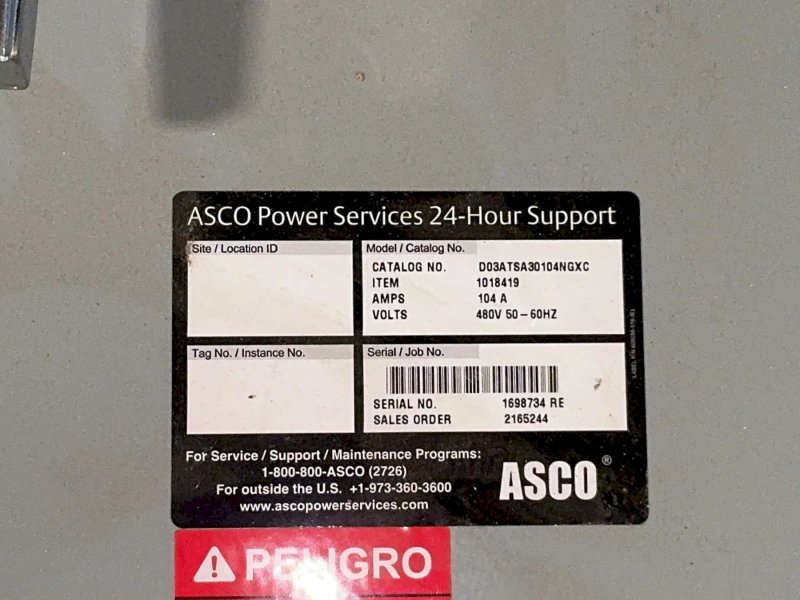 Asco  104 Amps  Powerbox Panel  - D03atsa30104ngxc