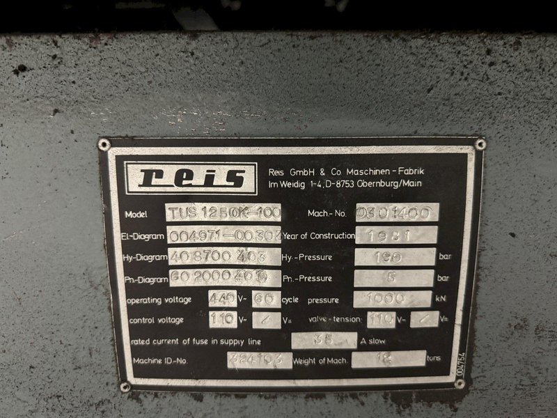 100 TON REIS SPOTTING PRESS: STOCK #77359