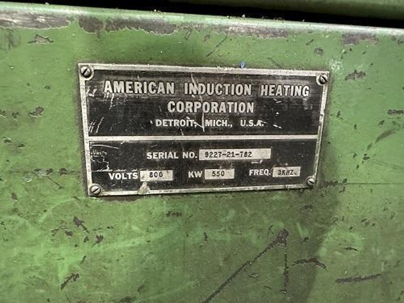 550 kW AMERICAN INDUCTION HEATING CORP AUTOMATIC BILLET INDUCTION HEATER SYSTEM