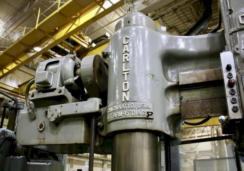 5' X 15" CARLTON 3A RADIAL ARM DRILL PRESS. STOCK # 1087426