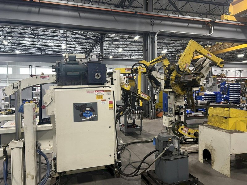 6,000 lbs. x 12" Coe Press Equipment High Strength Steel Capacity Double End Reel and Powered Straightener, Year 2014