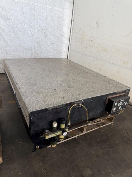 71" X 53" X 12" TRU-STONE GRANITE SURFACE TABLE W/ VIBRATION ISOLATION SYSTEM. STOCK # 0449925.