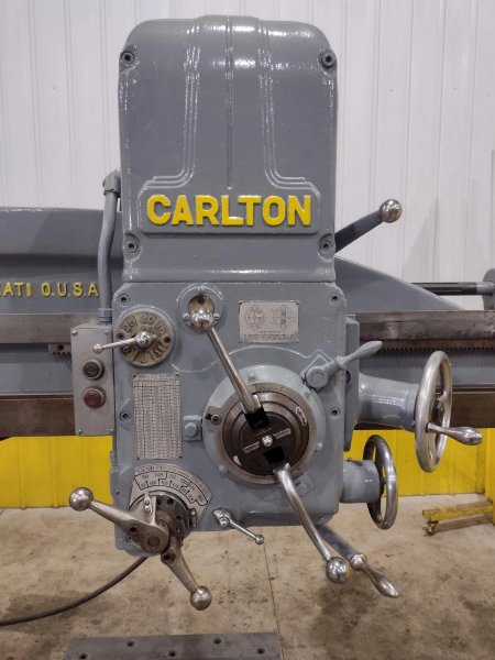 4' X 9" CARLTON 1A RADIAL ARM DRILL. STOCK # 0992325