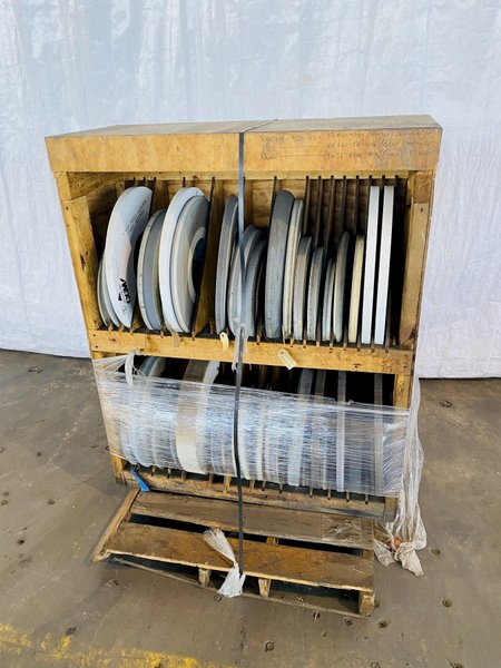 CRATE OF SURFACE GRINDING WHEELS. STOCK # 0312321