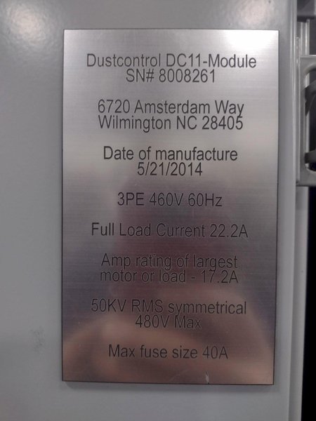 15 HP DUSTCONTROL MODEL #DC-11 &amp; RAF-1600 DUST COLLECTOR SYSTEM: STOCK #17169