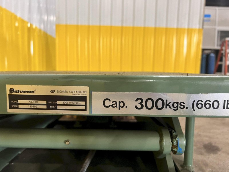 40" X 20" 660 LBS BISHAMON MODEL #X30SBI HYDRAULIC LIFT TABLE, 110V: STOCK #20977