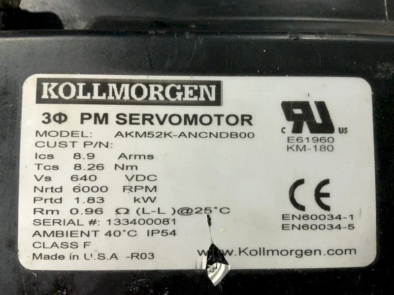 Kollmorgen  Pm Servomotor W/ Micron Gearhead - Akm52k-ancndb00