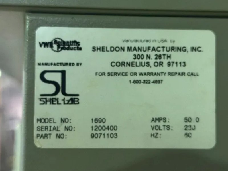 Sheldon Mfg Incubator