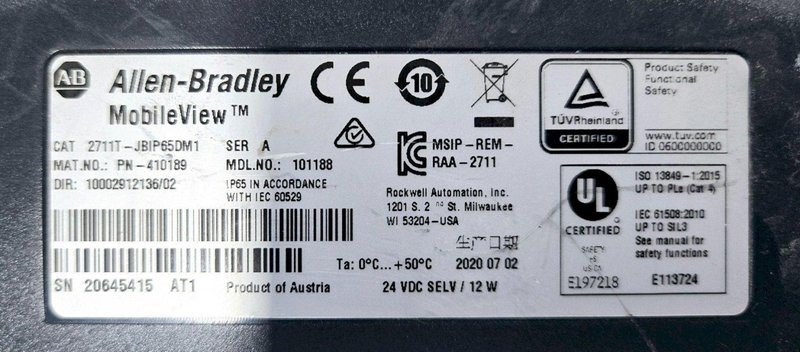 ALLEN BRADLEY 2711T-JBIP65DM1 MOBILEVIEW IP65 JUNCTION BOX USED