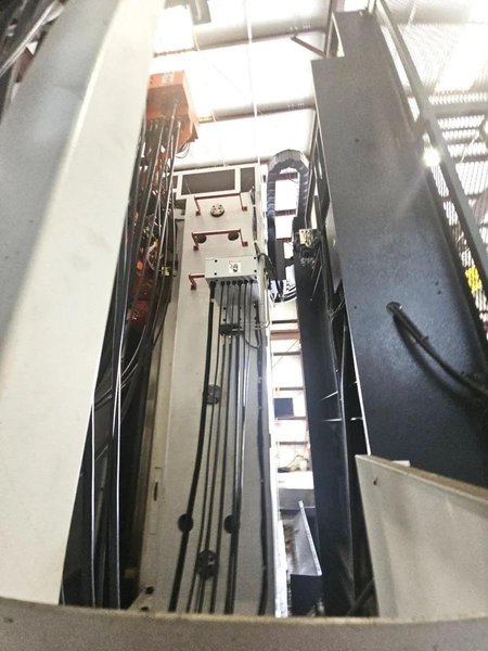Kuraki AKB-13 5″ Spindle Horizontal Boring Mill, 2015 – Fanuc 0iMB Control 5 Axis Control, 60 ATC, 1000 psi TSC, Rigid Tap, Full B Axis 360 Degree Rotary Table, Barnes Chip/Coolant Separator w/ Lift Up Conveyor
