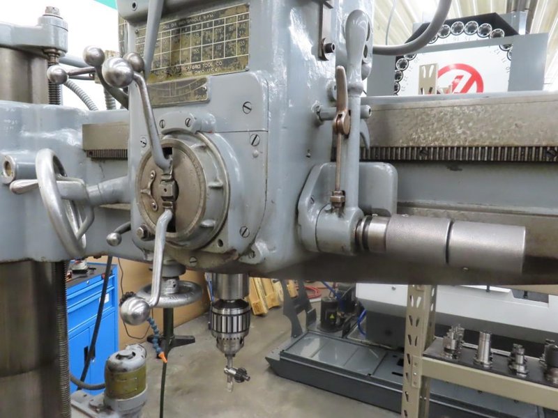 Cincinnati Bickford 4' x 9" Radial Arm Drill, Box Table, Power Elevation, Power Quill Feed, Coolant- Auction Item