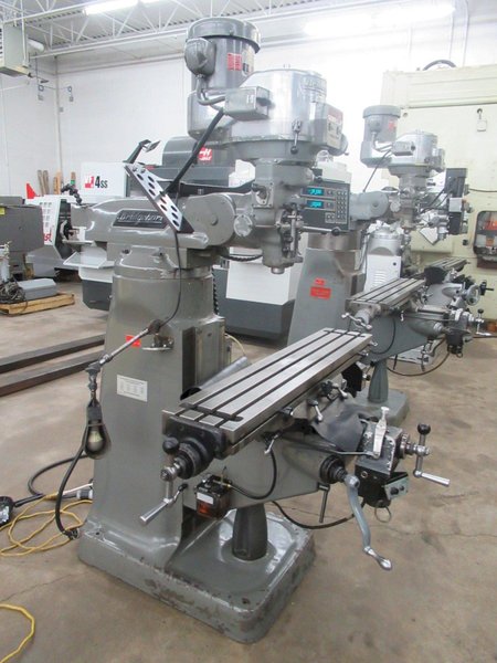 Bridgeport Series I-2HP Vertical Knee Mill, 2-Axis DRO, 9" x 48" Table, X &amp; Y-Axis Power Feeds
