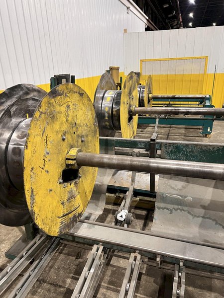 60" x 16 GAUGE IOWA PRECISION MODEL #GAF60-6 COIL SLEAR (SLITTING &amp; CUT-TO-LENGTH) LINE, WITH UNCOILERS &amp; SIDE PUNCHING / NOTCHING: YOBRO #24552
