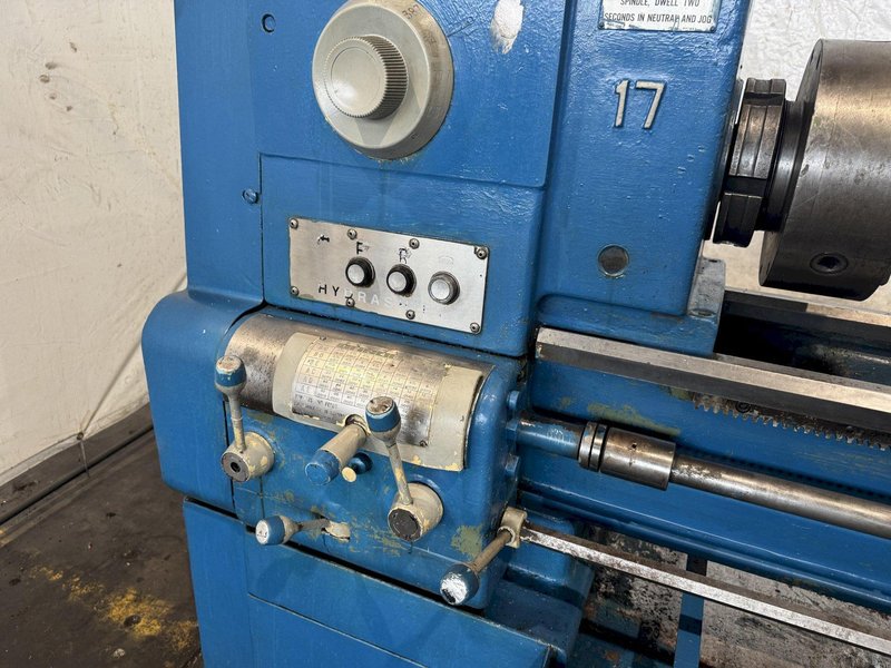17" x 54" CINCINNATI 17 HYDRASHIFT ENGINE LATHE. STOCK # 0555025.