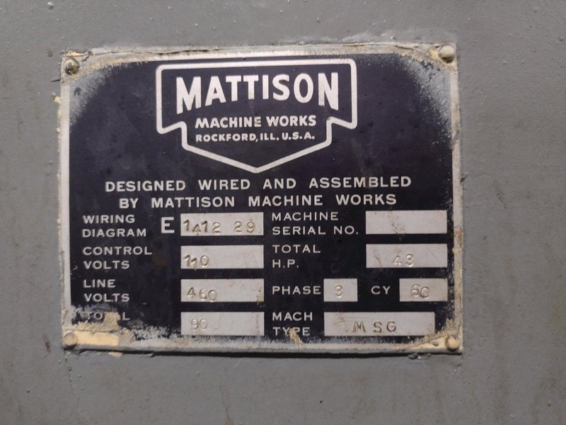 18" X 120" MATTISON HYDRAULIC SURFACE GRINDER: STOCK #20590