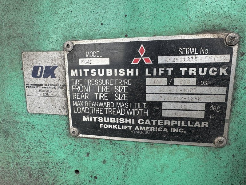 9000 LBS MITSUBISHI PNEUMATIC TIRE FORKLIFT : STOCK #77764