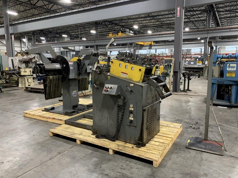 2500 lbs. x 12" Coe Press Equipment Double End Reel and Powered Straightener