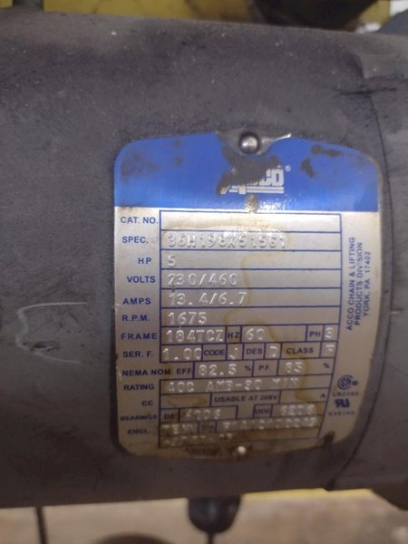 2000 LBS X 36' LIFT ACCO WRIGHT POWERED CABLE HOIST WITH POWERED TROLLEY : STOCK #14984