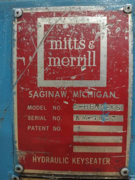 3.5" X 30" MITTS &amp; MERRILL MODEL #6-HFRD-KS HYDRAULIC KEYSEATER: STOCK #19080