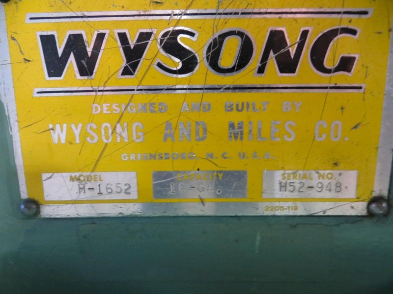 16 Ga x 52" Wysong Hydraulic Power Shear Model H52-16