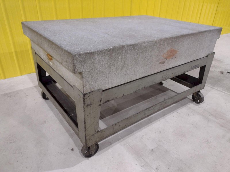 72" X 48" X 12" RAHN GRANITE SURFACE PLATE &amp; TABLE ON CASTERS : STOCK #20060