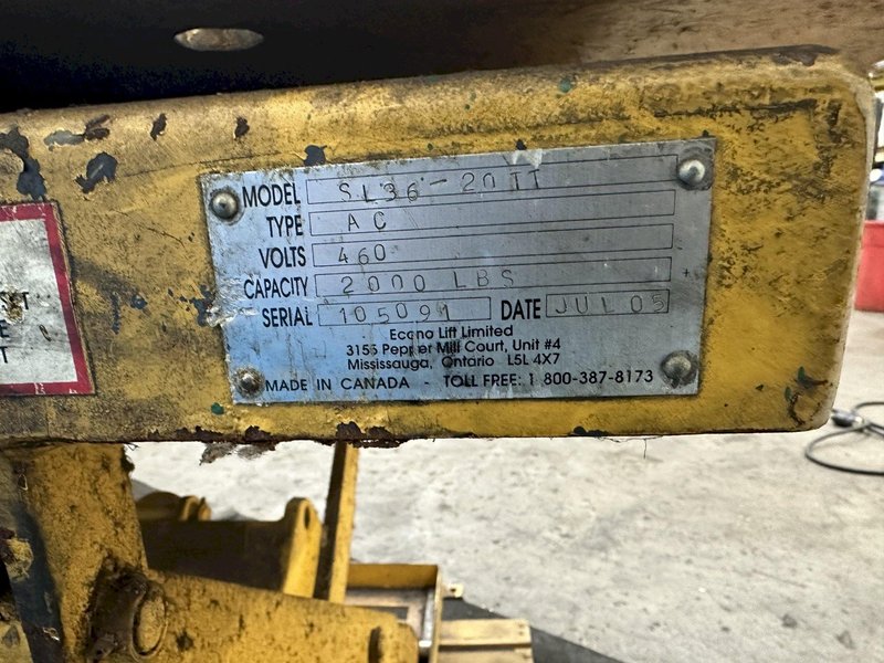 2000 LB  ECONO-LIFT HYDRAULIC SCISSOR  LIFT TABLES: STOCK #77594