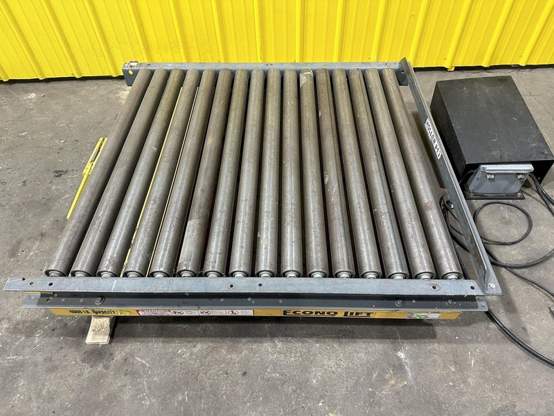 4,000 LBS X 60" X 48" ECONO LIFT HYDRAULIC SCISSOR LIFT TABLE WITH ROLLER CONVEYOR TOP, 115 VOLT: STOCK #20962