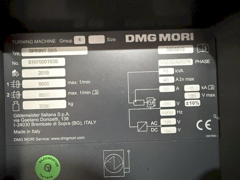 DMG Mori Sprint 32/8 CNC Screw Machine, Swiss Type, with Patriot Bar 
Feeder, Model 338