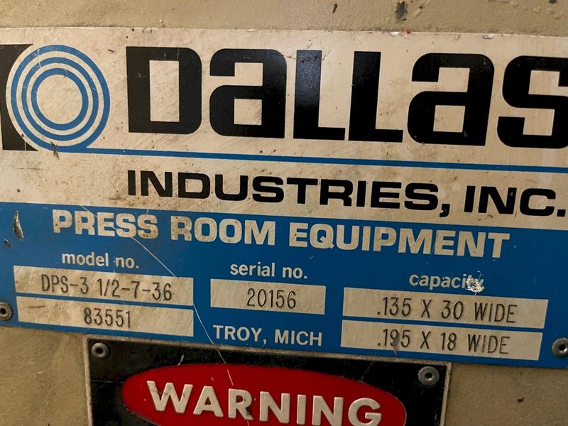 10,000 lbs x 36" Dallas Coil Reel and Powered Straightener