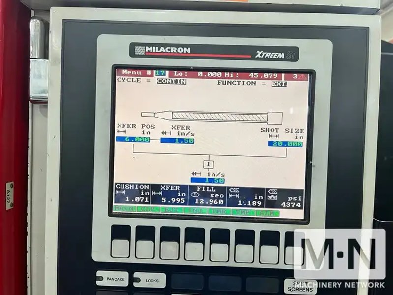 550 TON 72 OZ CINCINNATI MODEL NT550-80 POWERLINE ELECTRIC INJECTION MOLDING MACHINE MFG 2001