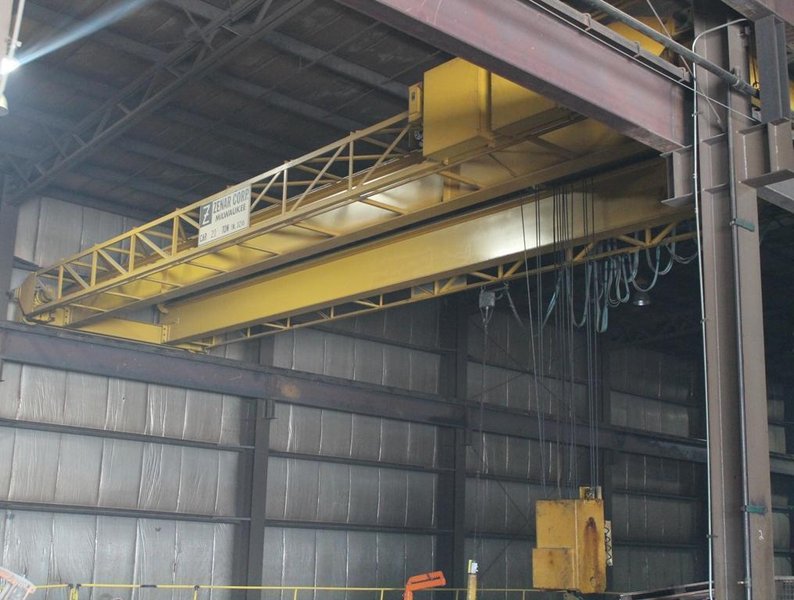 20 TON X 45'10" ZENAR OVERHEAD BRIDGE CRANE WITH POWER ROTATION OF LOWER BLOCK: STOCK #63568