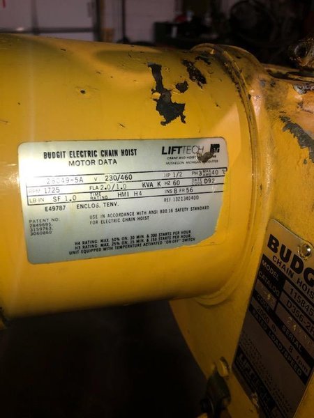 1 TON BUDGIT ELECTRIC CHAIN HOIST