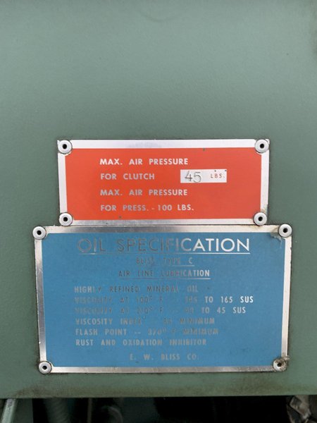 45 TON BLISS C-45 OBI PRESS. STOCK # 0327826