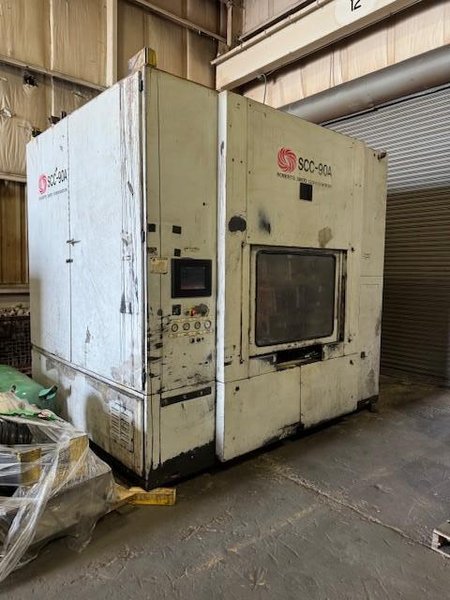 2007 Sinto model scc-90-a vertically parted cold box core cell s/n scc-0011-00 with recieving hopper, scc90 core machine with enclosure and controls