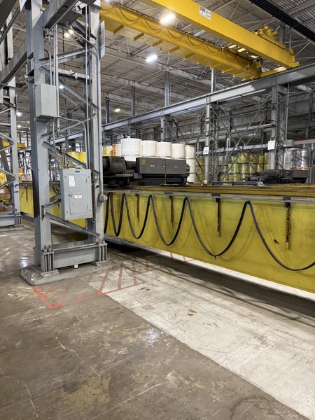 30/5 TON X 60' SPAN SHAW BOX OVERHEAD BRIDGE CRANE. STOCK # 1006625