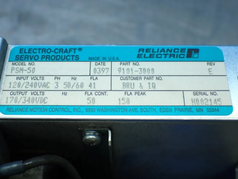 Reliance Electric Electro-craft Power Supply Module - 9101-3000