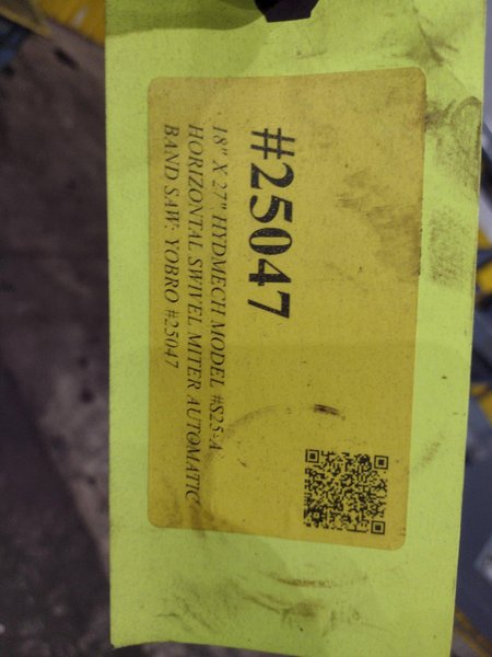 18" X 27" HYDMECH MODEL #S25-A HORIZONTAL SWIVEL MITER AUTOMATIC BAND SAW: YOBRO #25047