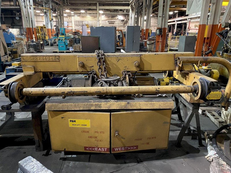 15 TON X 25' SPAN P&amp;H DOUBLE GIRDER OVERHEAD BRIDGE CRANE. STOCK # 0315322