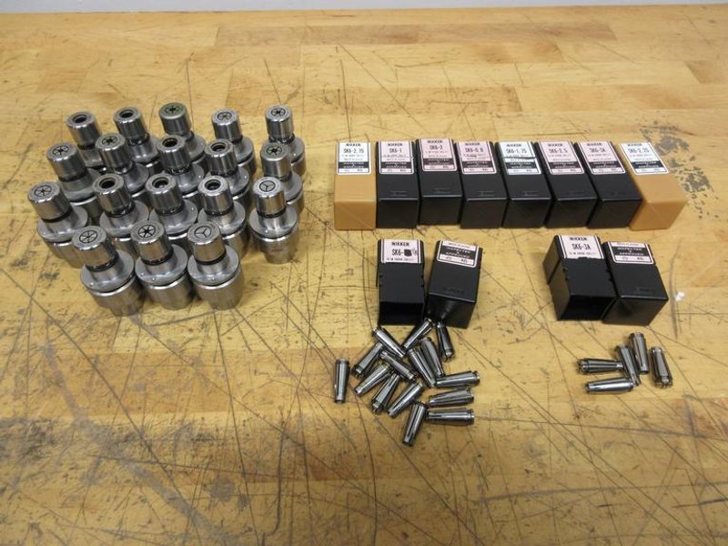 Nikken HSK32E Slim Chuck SK6 Tool Holders (18 pcs) with Various Size SK6 Collets- Auction Item