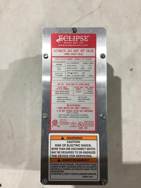 ECLIPSE 10054585 Automatic Gas Shut-off/Actuator NEW