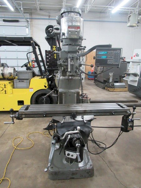 Bridgeport Series I-2HP Vertical Knee Mill, 2-Axis DRO, 9" x 48" Table, X &amp; Y-Axis Power Feeds