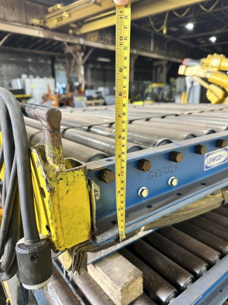 3,000 LBS X 48" X 48" ROTO-MAX HYDRAULIC SCISSOR LIFT TABLE W/ ROTARY LEWCO ROLLER CONVEYOR TOP, 110 VOLT: STOCK #20876