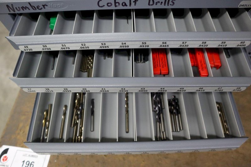 Huot Cobalt Drill Indexes (3pcs), Letter, Number, Fractional with Contents of Drills- Auction Item