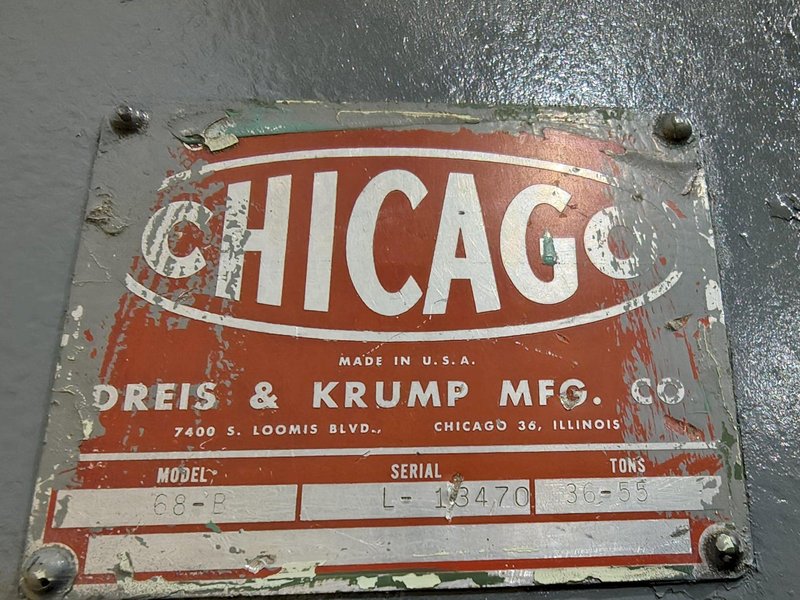 55 TON X 8' CHICAGO DREIS &amp; KRUMP MODEL #68B MECHANICAL PRESS BRAKE D&amp;K : YOBRO 26148