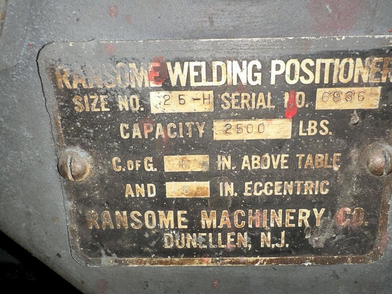 2500 LBS RANSOME MODEL 25-H WELDING POSITIONER: YOBRO #26430
