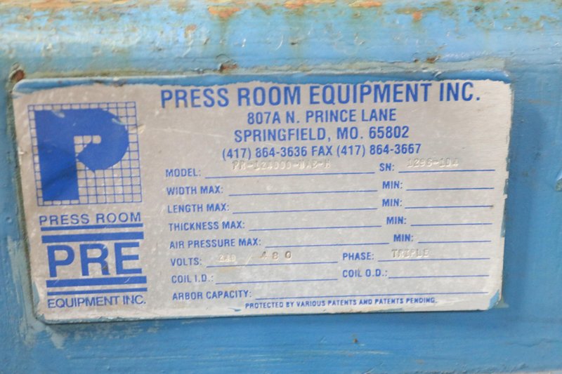 4000 LB 2 TON x 18" PRESS ROOM EQUIPMENT NON POWERED MODEL #PR-124000-NAB-H PULL OFF UNCOILER COIL REEL: STOCK #10243