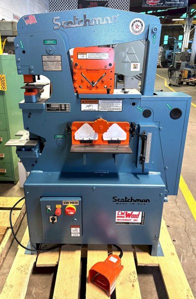 4" x 4" x 3/8" Scotchman Hydraulic Ironworker 50514-EC, 50 Ton, Punch, Bar Shear, Notcher, New, In Stock