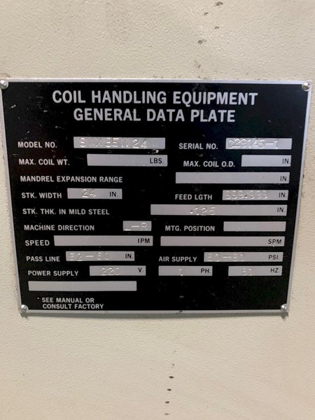 6,500 lbs x 24" Wide Cooper-Weymouth Peterson Conventional Coil Feed Line